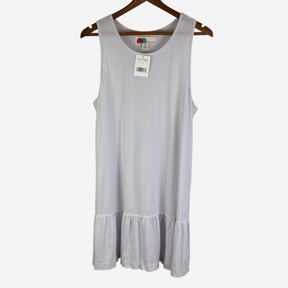NWT Free People Beach Sleeveless Cotton Peplum Dress Size L Dropped Waist Casual - Picture 2 of 9